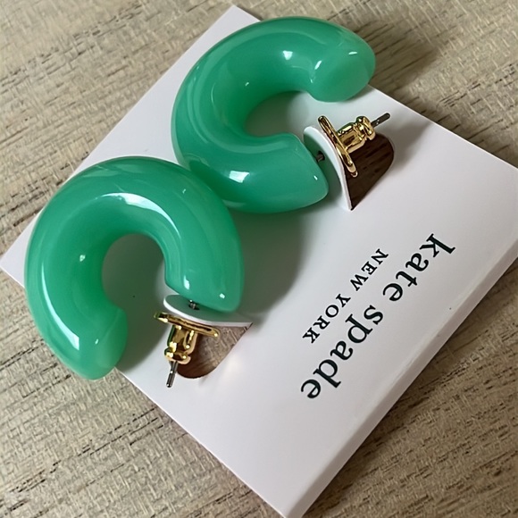 Kate Spade Pool Side Turquoise Jelly Hoop Earrings - Picture 3 of 4